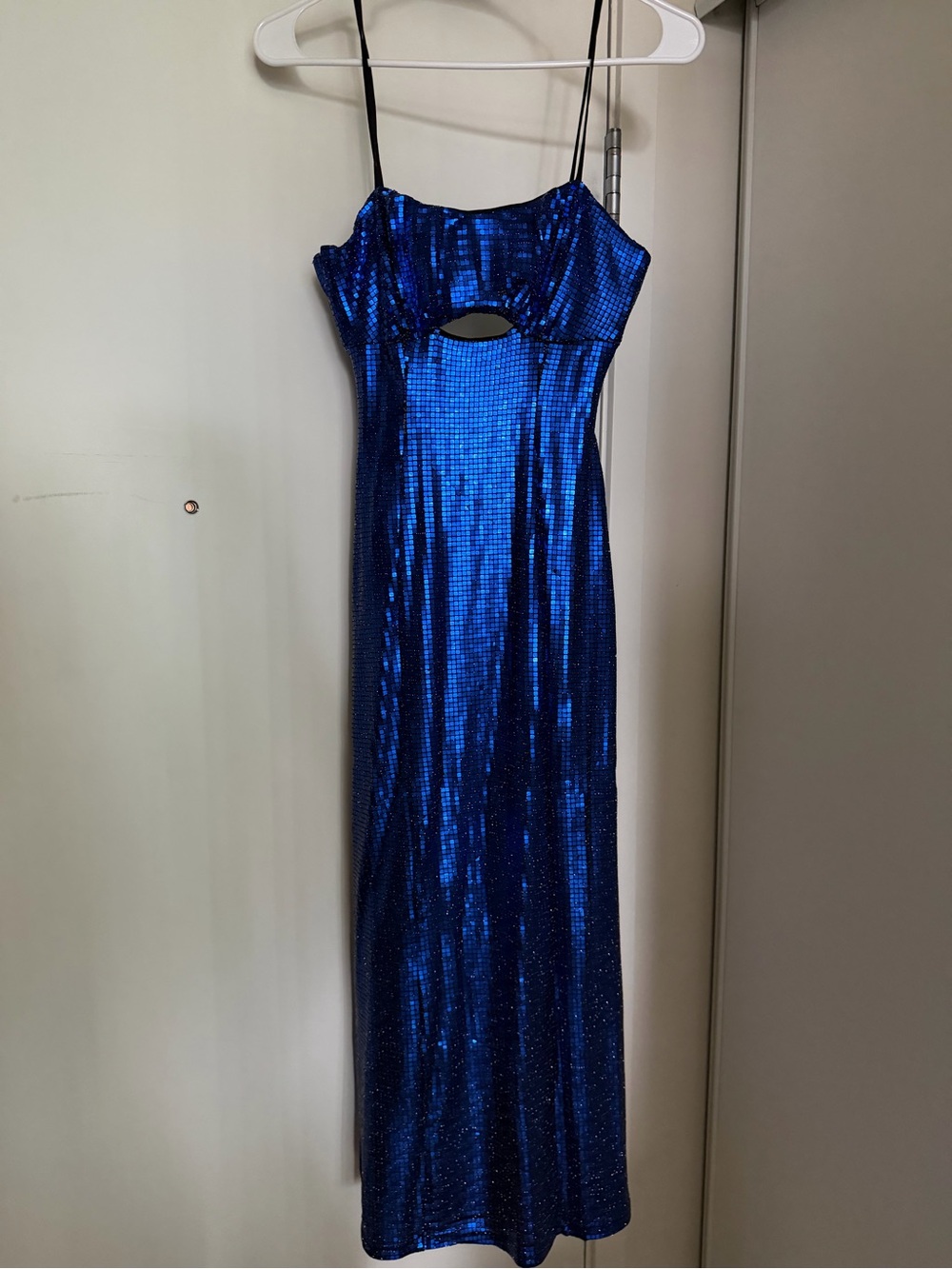 Topshop Metallic Royal Blue Sequin Maxi Dress with Cutout - wore once for NYE